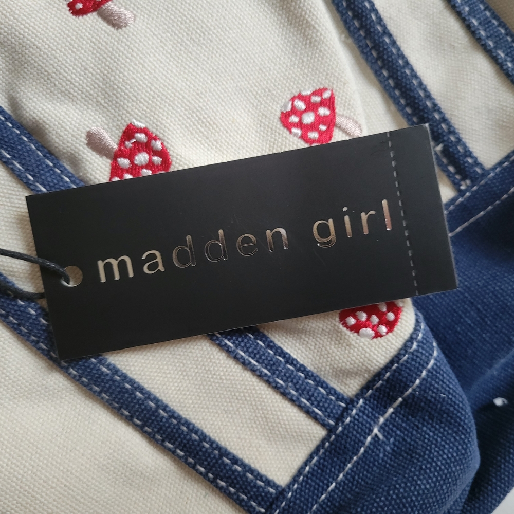 Madden Girl Mushroom Print Canvas Tote Bag - Picture 2 of 13